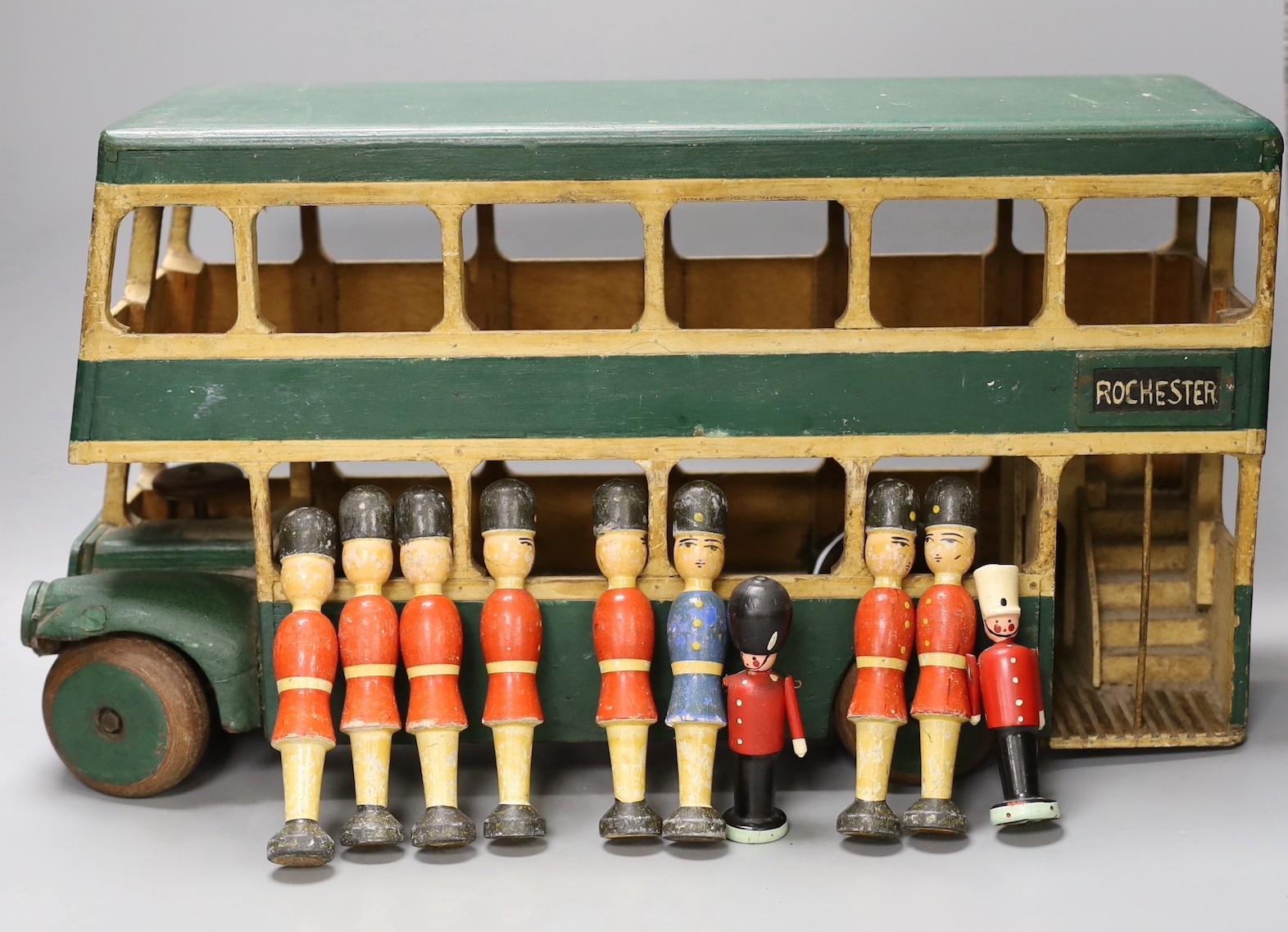 'Rochester' folk toy model double decker bus 53cm long